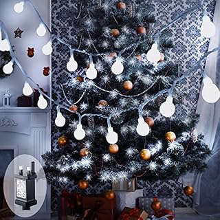 FANSIR Globe String Lights Waterproof, 10M/33ft 100 LED Plug in Fairy Lights, 8 Modes Christmas Lights Mains Powered Outdoor/Indoor Decorations for Bedroom, Patio, Gazebo, Garden Party(Cool White)