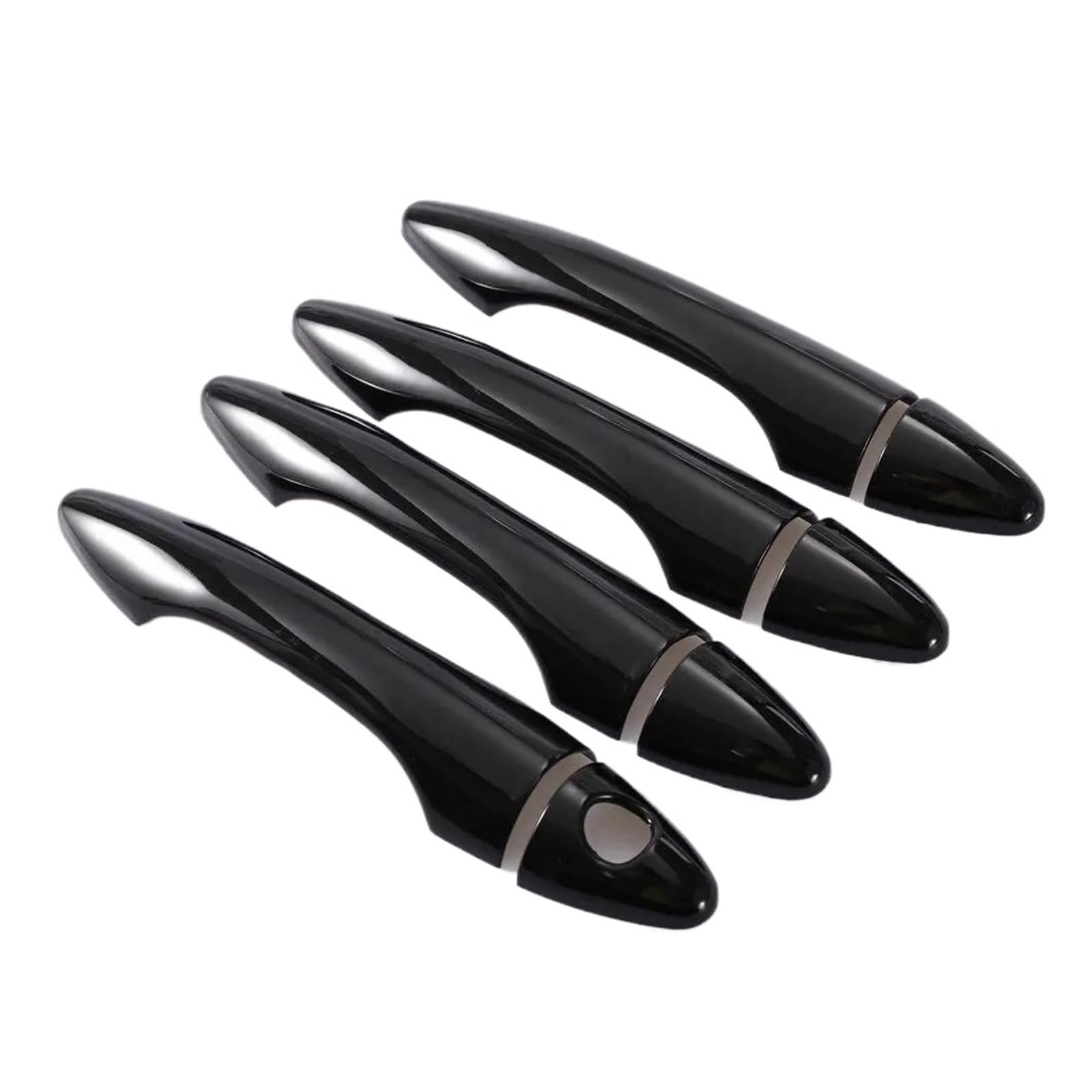 Hrqctim B- Handle 0 Button Carbon Fiber Gloss Black Chrome Car Door Handle Cover Bowl Sticker For Hyundai For Tucson Ix35 2009-2014(B- Handle 0 Button)