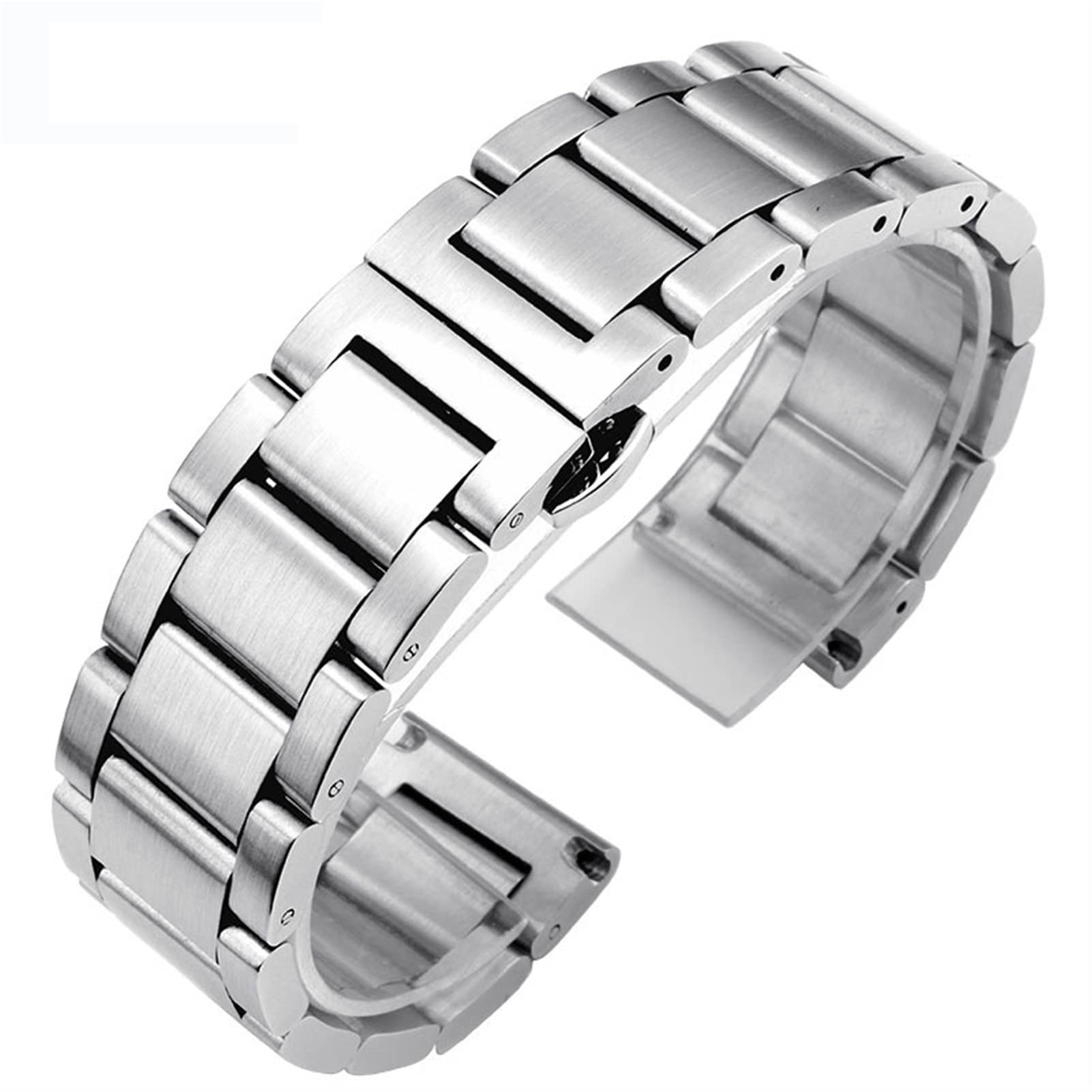 Pasek do zegarka ze stali nierdzewnej 18mm 20mm 22mm 24mm pasek do zegarka metalowy pasek do zegarka dla kobiet paski do wymiany zegarków męskich (polerowany zwart 24mm)