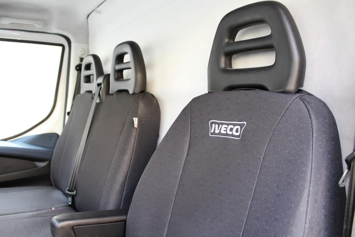 Italfodere - Coprisedili in Tessuto Accoppiato Antracite Compatibili con Iveco Daily IV dal 2014> - 3 Posti - Accessori Auto Interni - Resistenti - Comfort e Protezione Totale - Facili da Installare