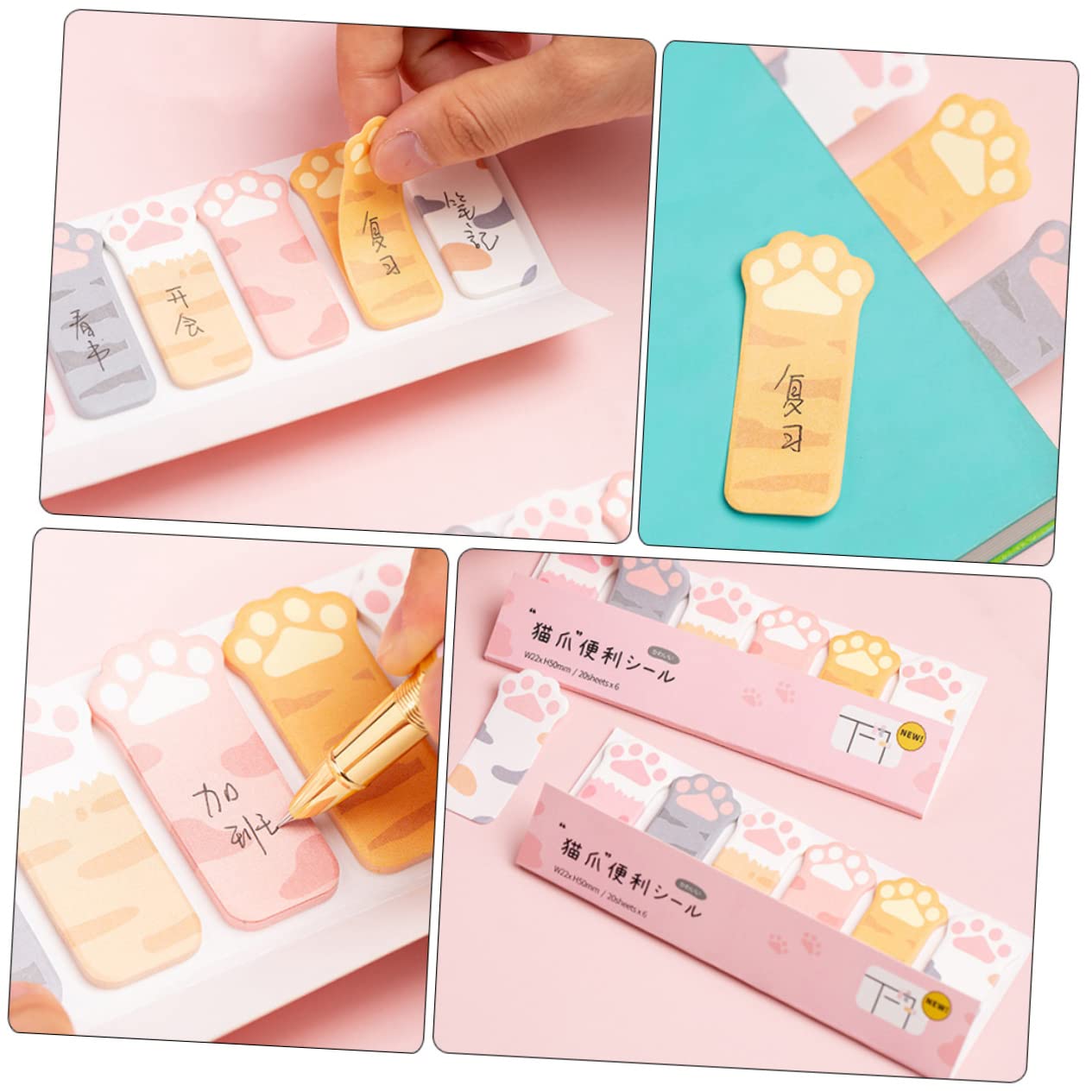 SHINEOFI 5 Sätze Haftnotiz Pfotenabdruck Klebestreifen Farbig Post Klebstoff Beschriftung Aufkleber Labels Stickers Notepad Abreißbare Memo-tabs Schulseitenmarkierungen Papier 3 Stücke * 5