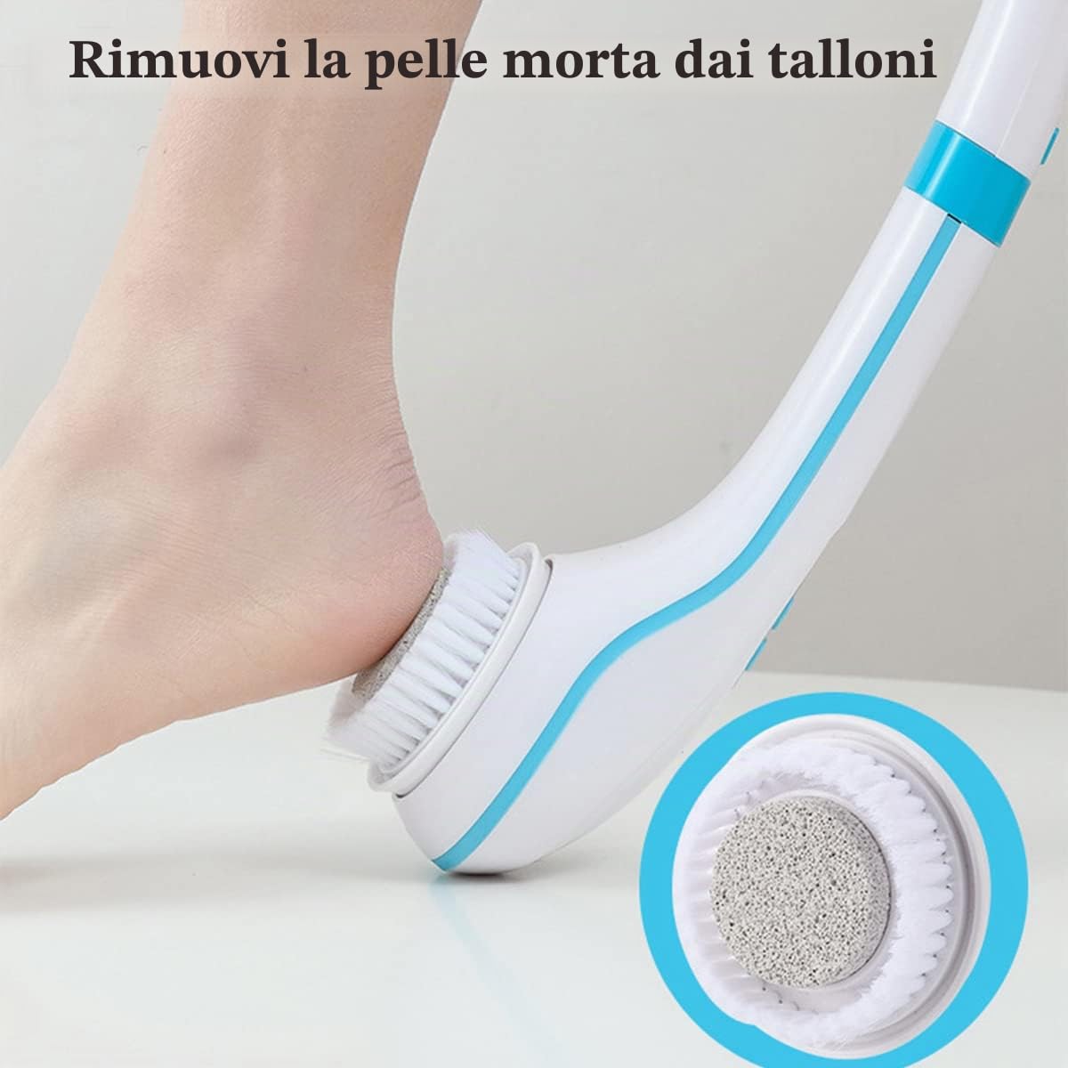 Spazzola per Corpo Doccia, Spazzola da Doccia con Manico Lungo, Elettrico Spazzola per Schiena, Spazzola Bagno Schiena,Multifunzionale con 5 Testine per Esfoliante,Pulizia Della Pelle