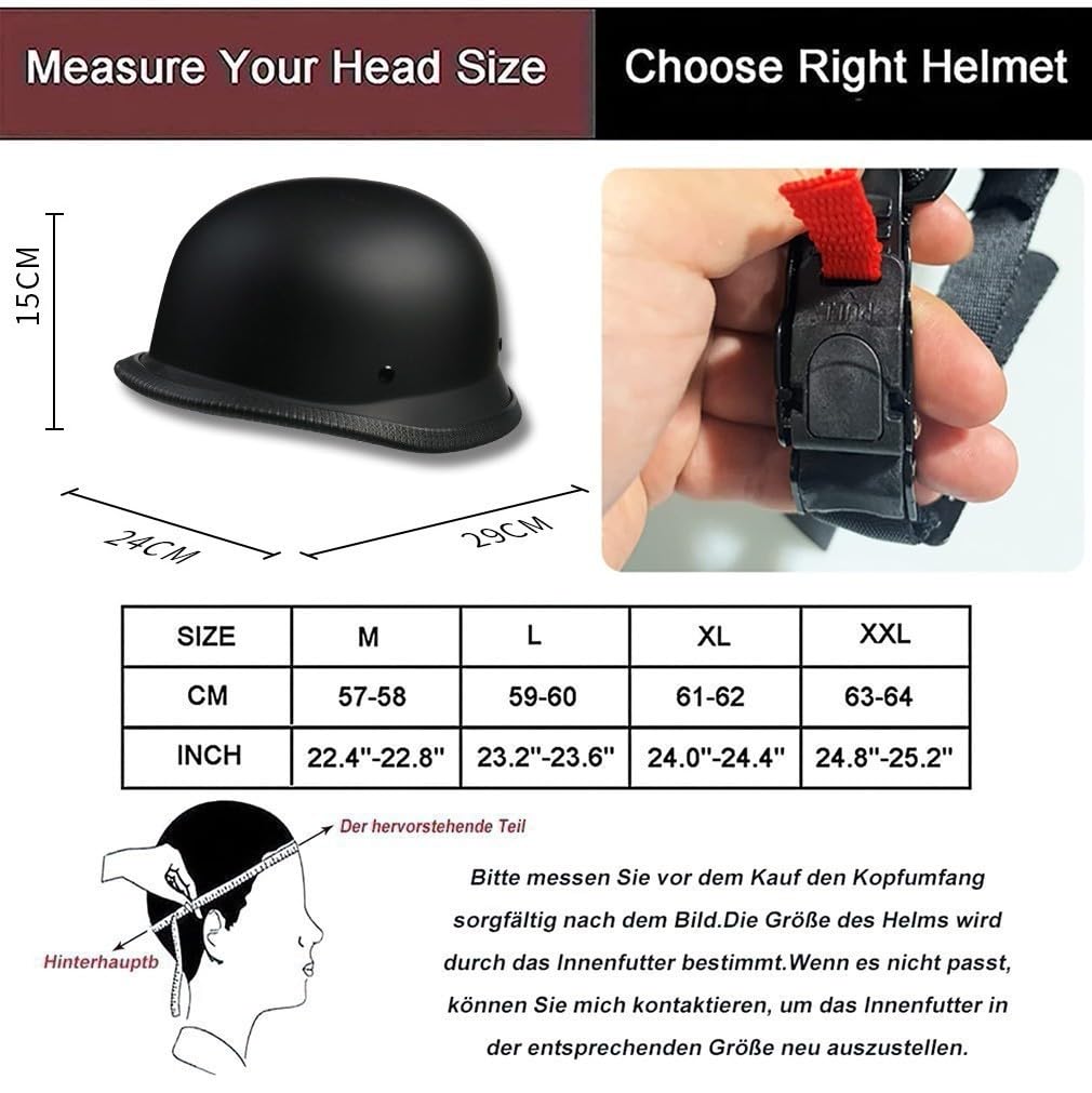 Retro Deutsche Halbhelm Öffnen Motorradhelm Halboffenen Halbschalenhelm ECE Genehmigt Jethelm Offenem Helm Mit Brille Cruiser Chopper Helm Mopedhelme Geeignet Erwachsene MäNner Frauen