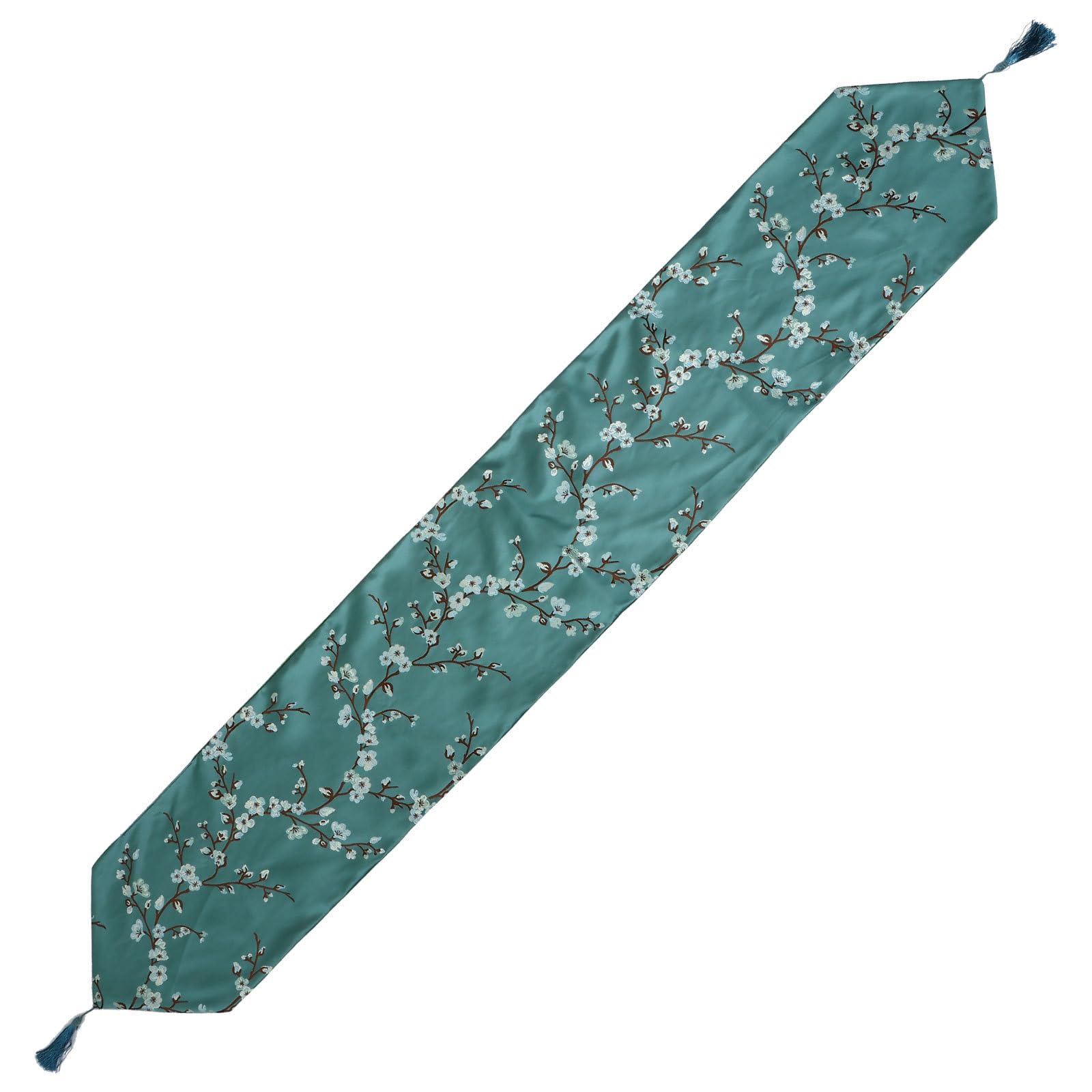 Chemin de table FOMIYES en tissu doux brodé avec finitions haut de gamme vert encre