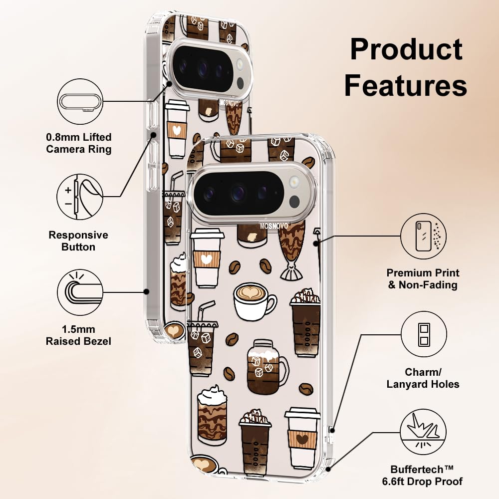 MOSNOVO Case for Google Pixel 10 & Pixel 10 Pro, [Buffertech 6.6ft Military-Grade Drop Protection] [Anti Peel Off Tech] Clear TPU Bumper Phone Case Cover Design - Cute Cherry — view 141