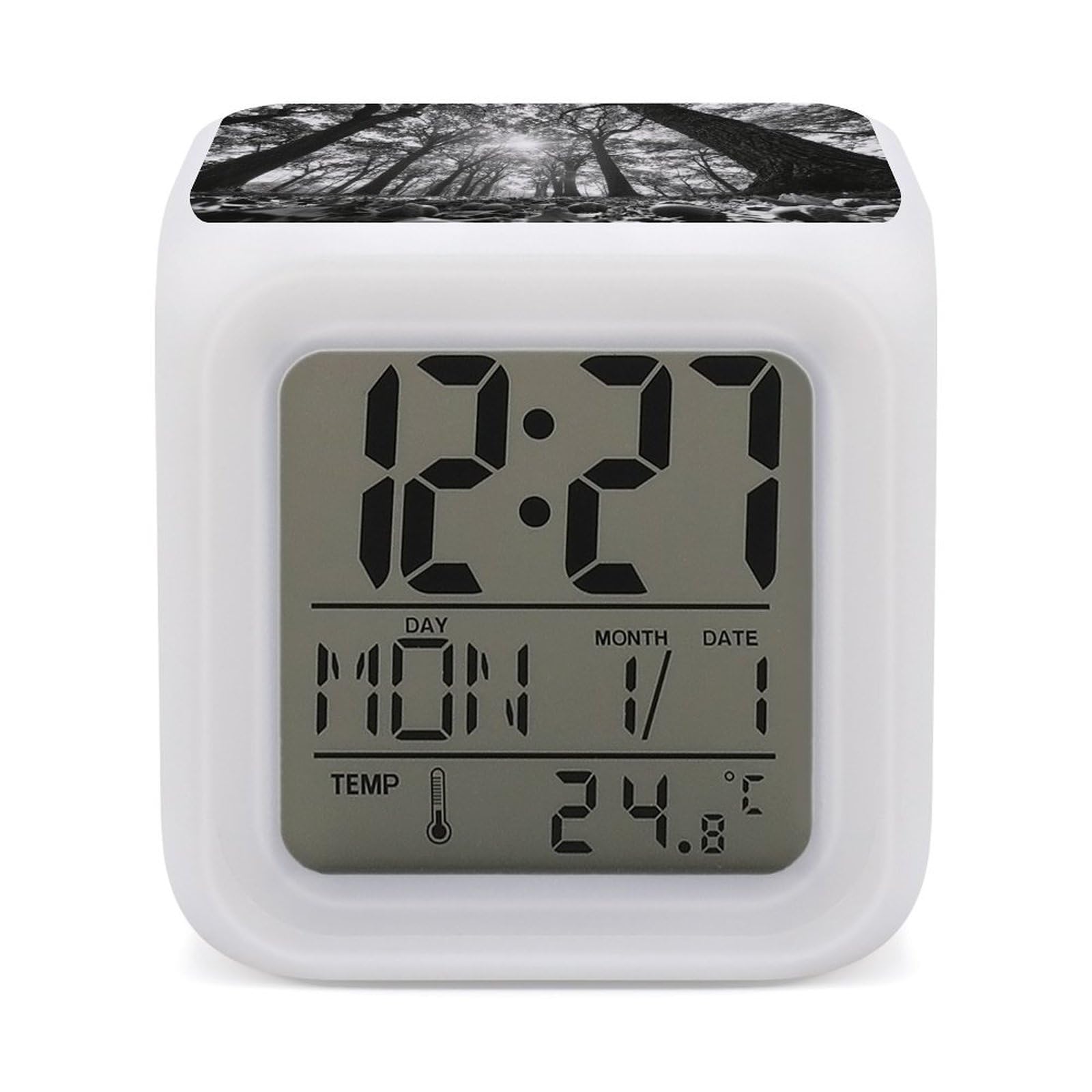 VstaDank The Oak Tree Digital Alarm Clock LED Display Screen Color Change Alarms Clock Smart Alarm Clock Wake Up Digital Clocks with 7 Color Nightlight for Bedroom