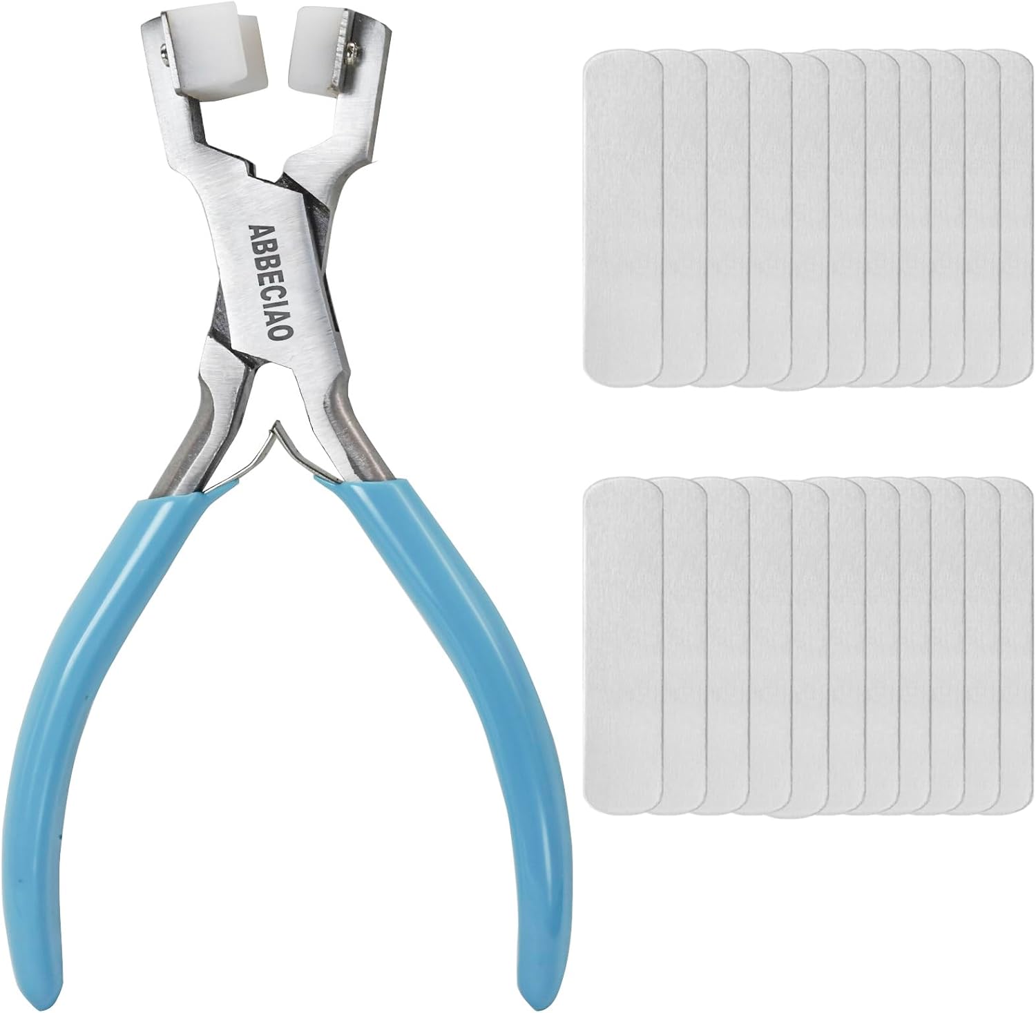 ABBECIAO Nylon Jaw Ring Bending Pliers with 25PCS Aluminum Ring Blanks for Jewelry Making Supplies Ring Bending Kit and Wrapping Metal Tool- Bundle