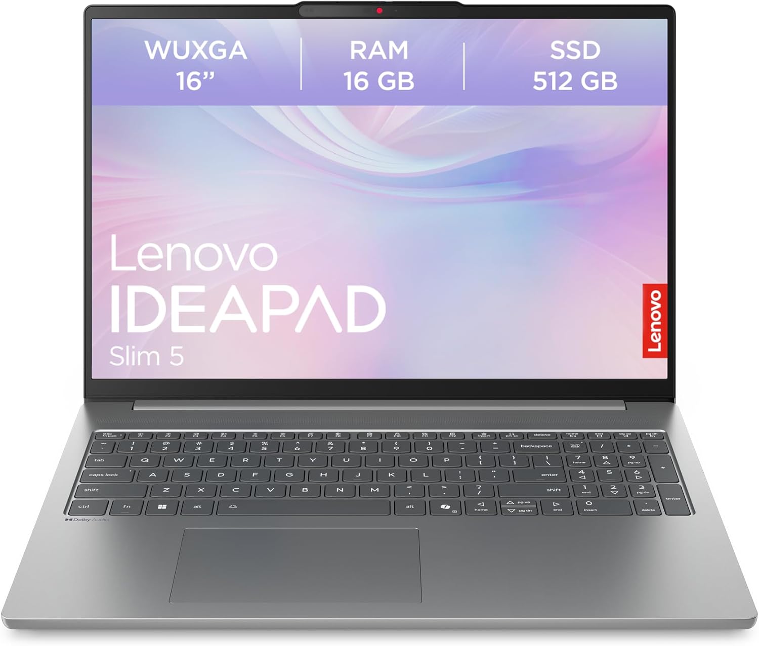 Lenovo IdeaPad Slim 5 Laptop | Copilot+ PC | 16 Inch WUXGA Display | AMD Ryzen AI 5 330 | 512GB SSD | 16GB RAM | AMD Radeon Graphics | QWERTZ | Illuminated | Windows 11 | Luna Grey | 3 Months Premium – Lenovo product photo