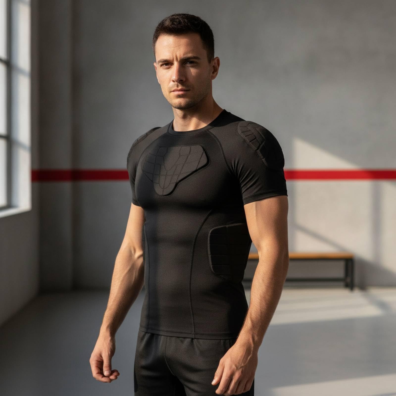 Camiseta Compresión Acolchada Suave Camiseta con Protección Acolchada Gruesa Indumentaria Deportiva para Deportistas