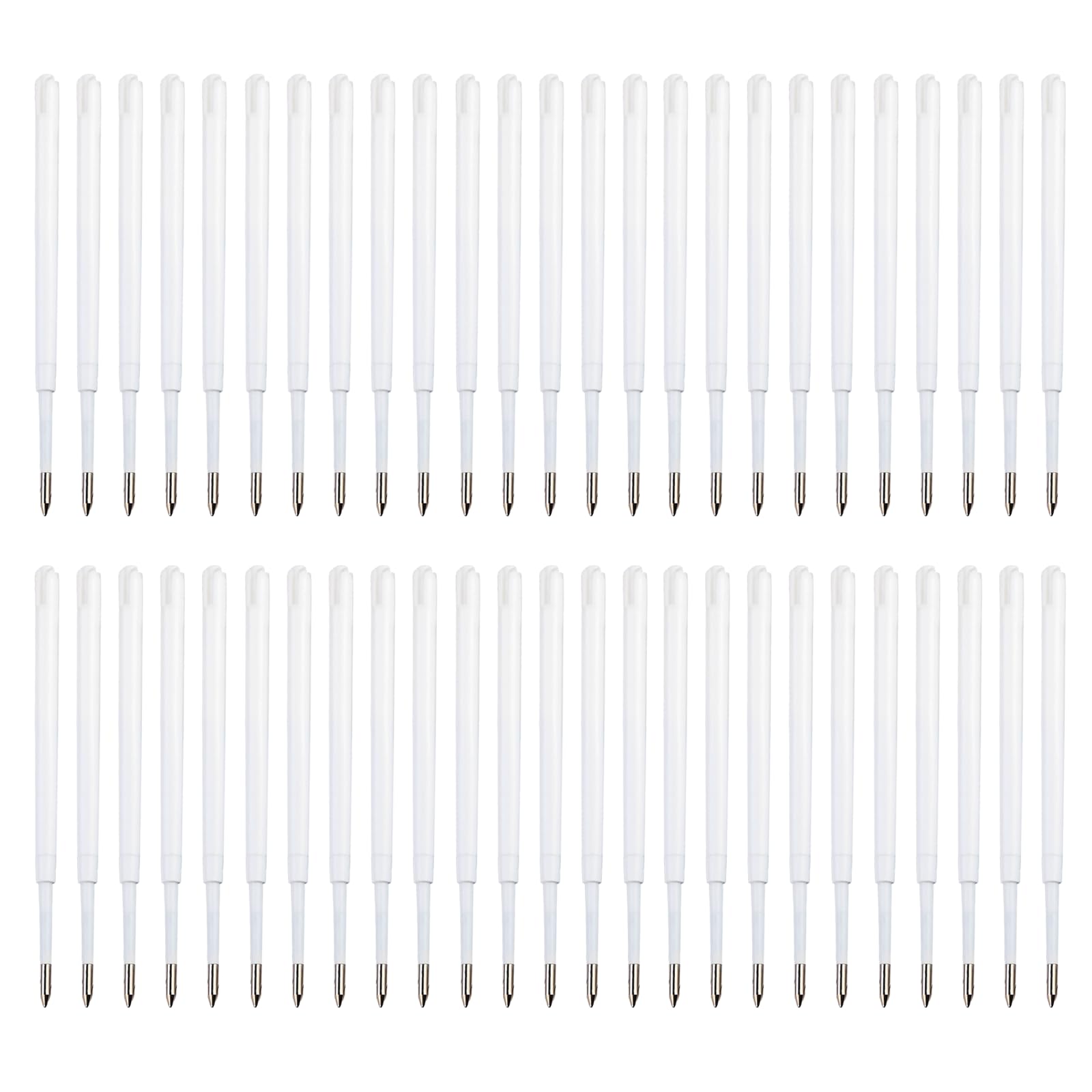 Yolkify 50 Pcs Pen Refills Black Ballpoint, 1.0mm Point Large Capacity Black Ink, Smooth Writing Replaceable Biro Refills for Most Ballpoint Pens, Office School Supplies