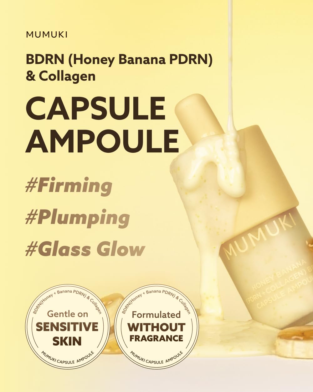 Honey Banana BDRN Capsule Ampoule | Plumping & Firming Serum with Plant PDRN, Collagen & Ceramide for Dewy, Glowing Skin | Korean Skincare, 1.01 fl oz