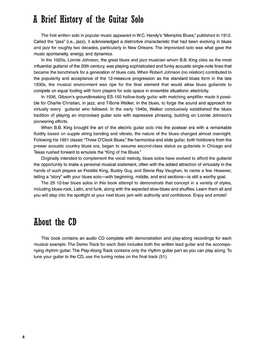 12-Bar Blues Solos: 25 Authentic Leads Arranged for Guitar in Standard Notation & Tablature Book/Online Audio - Image 4