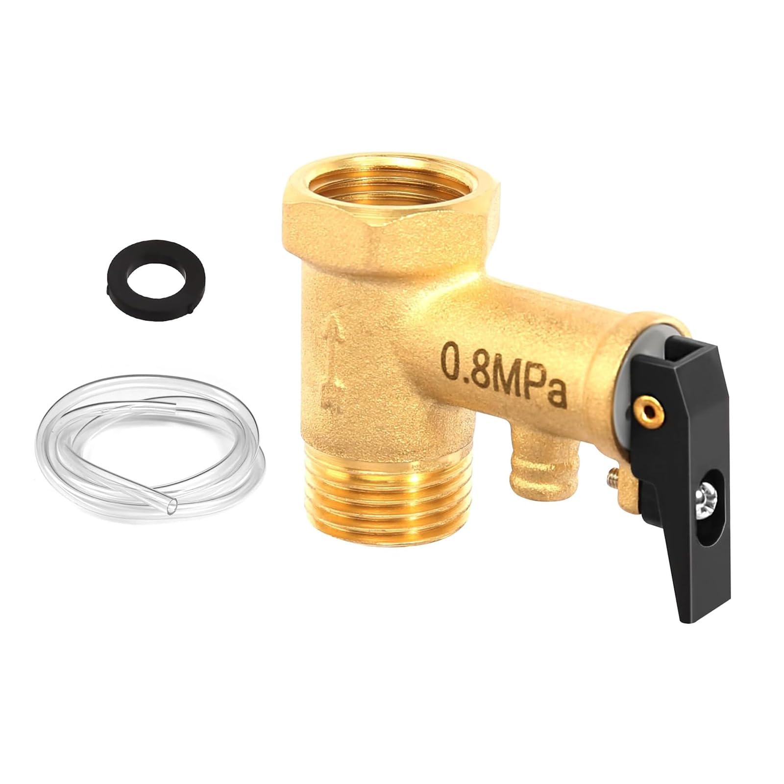 1 0.8MPa Brass Security Piston Auto Pressure Relief Inch Anti-Backflow Check Piston for Water Heater Systems Water Heater Pressure Relief Valves