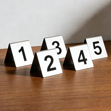 ROFBIHG Stackable Tent Style Table Numbers, 10 Pcs Metal Table Numbers, Table Numbers 1-10 Double Side Numbered Table Tents, Table Signs Plate for Restaurants Cafes Clubs31-40