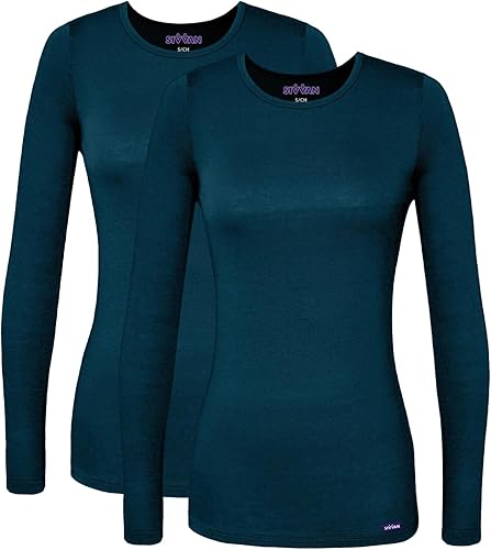 Sivvan Scrubs for Women - Long Sleeve Comfort Underscrub Tee 2-Pack