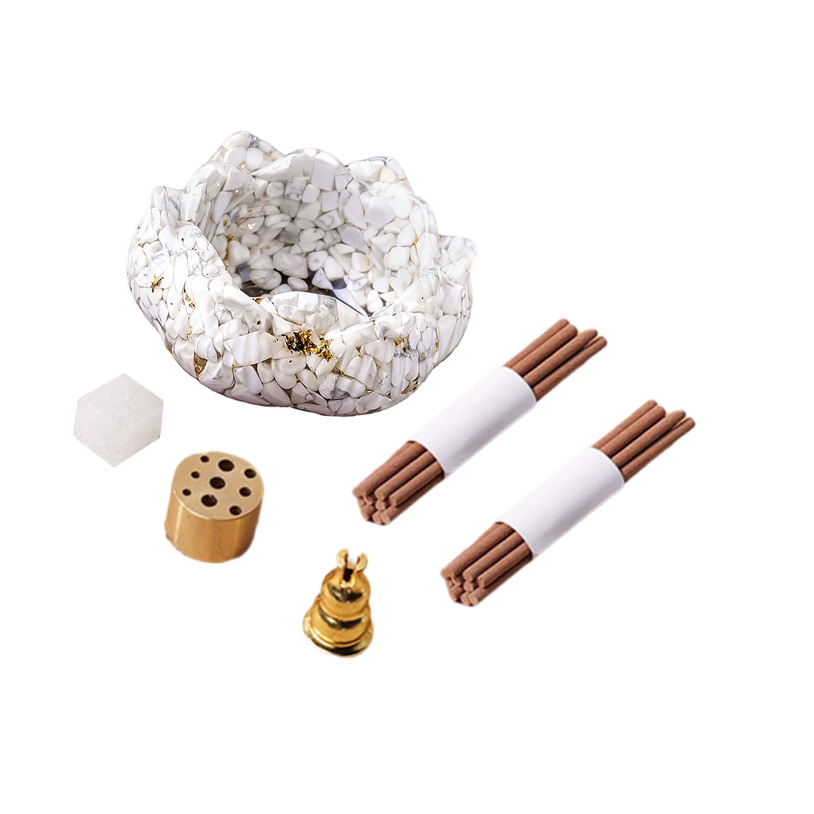 Crystal Resin Incense Burner Ash Catcher Bowl and Stick for Relaxation and Home Atmosphere Crystal Flower Holder