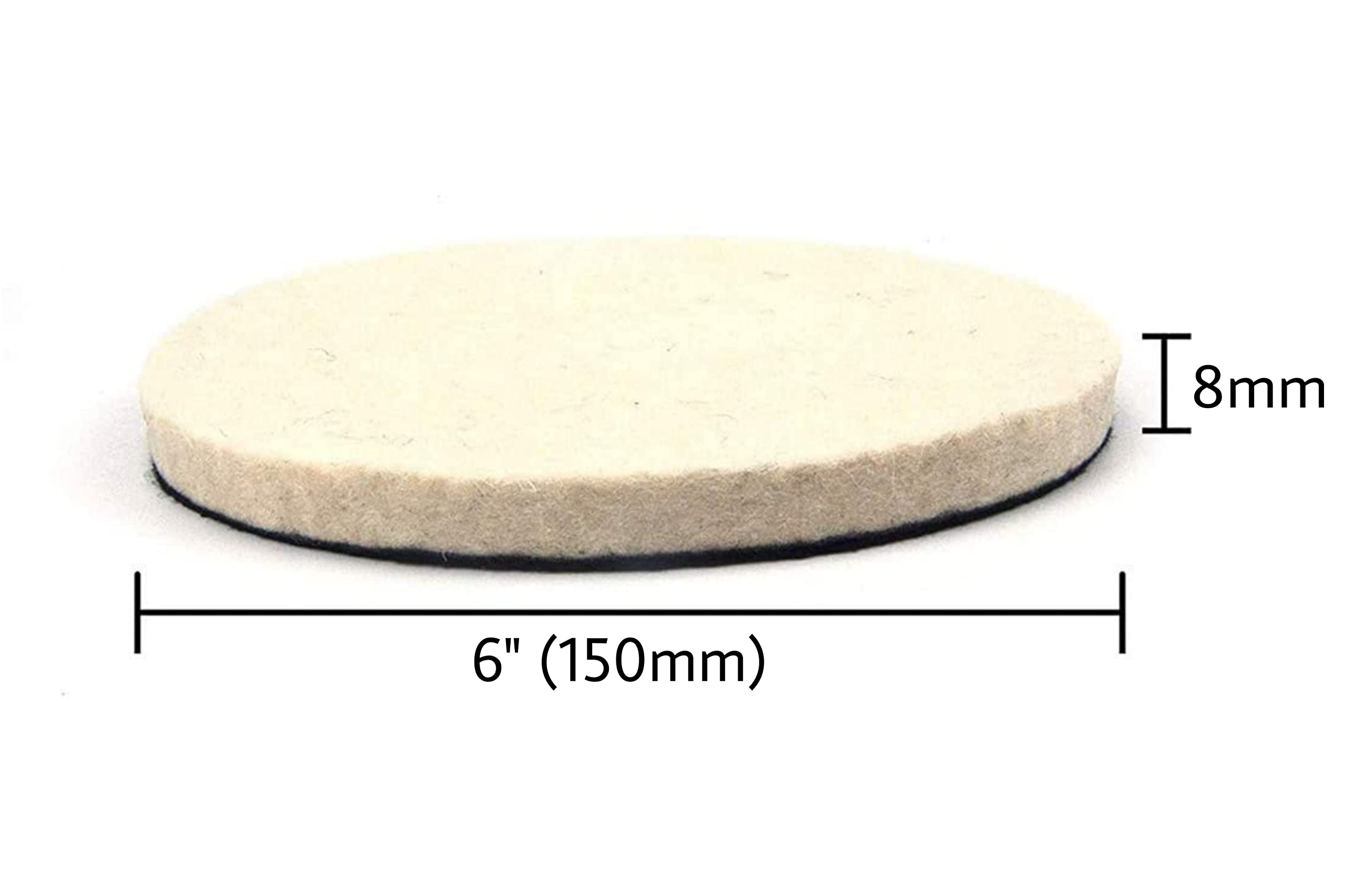 RABBIT® Felt Polishing Pad, 6" (150mm) Hook and Loop Compressed Woolen Wheel Buffing Pads for Automobile, Glass, Ceramic, Plastic-Fiber, Metal, Waxing (Pack of 3). BACKING PAD NOT INCLUDED — Amazon image 2