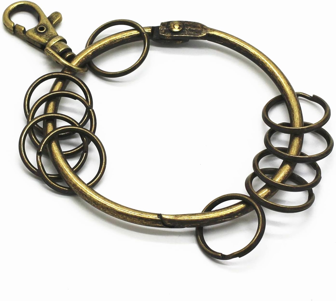 WEICHUAN Llavero de metal de bronce antiguo, llavero, llavero, llavero, gancho circular grande redondo de bronce antiguo con 10 anillos pequeños WEICHUAN Llavero de metal de bronce antiguo, llavero, llavero, llavero, gancho circular grande redondo de bronce antiguo con 10 anillos pequeños
