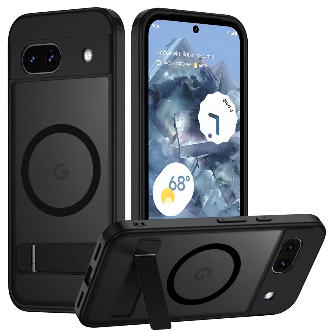 TIANNIUKE Magnetic Case for Google Pixel 8a, Built-in Kickstand Compatible with MagSafe,Slim Fit Shockproof Protective Phone Case for Pixel 8a Case Black
