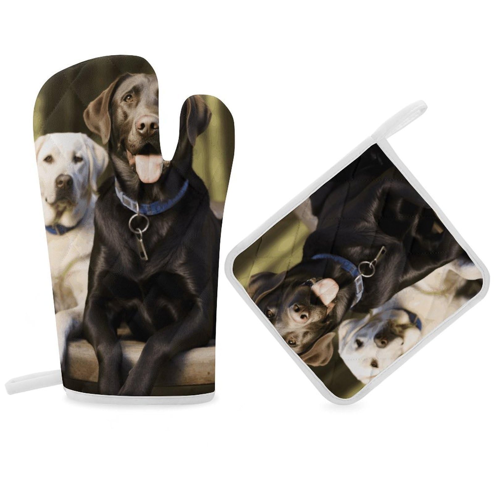 Labrador Oven Mitt Thick Substantial Heat Insulation Gloves Soft Skin-Friendly Temperature Resistant Oven Mitts for Cooking Lover Cooks