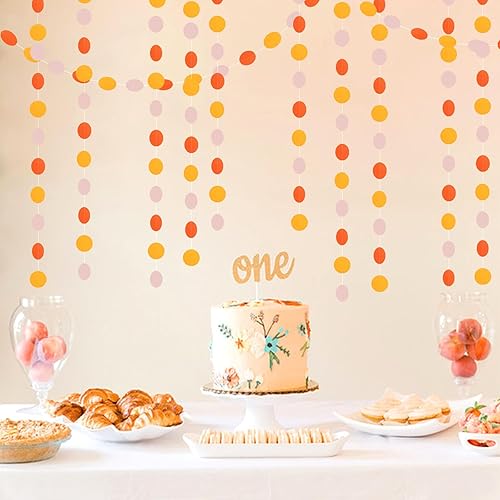 Miniatura 5 de Guirnalda de serpentinas de decoración de fiesta de color rosa y naranja  Cartel de papel de cosecha de Acción de Gracias de otoño de 52 pies,