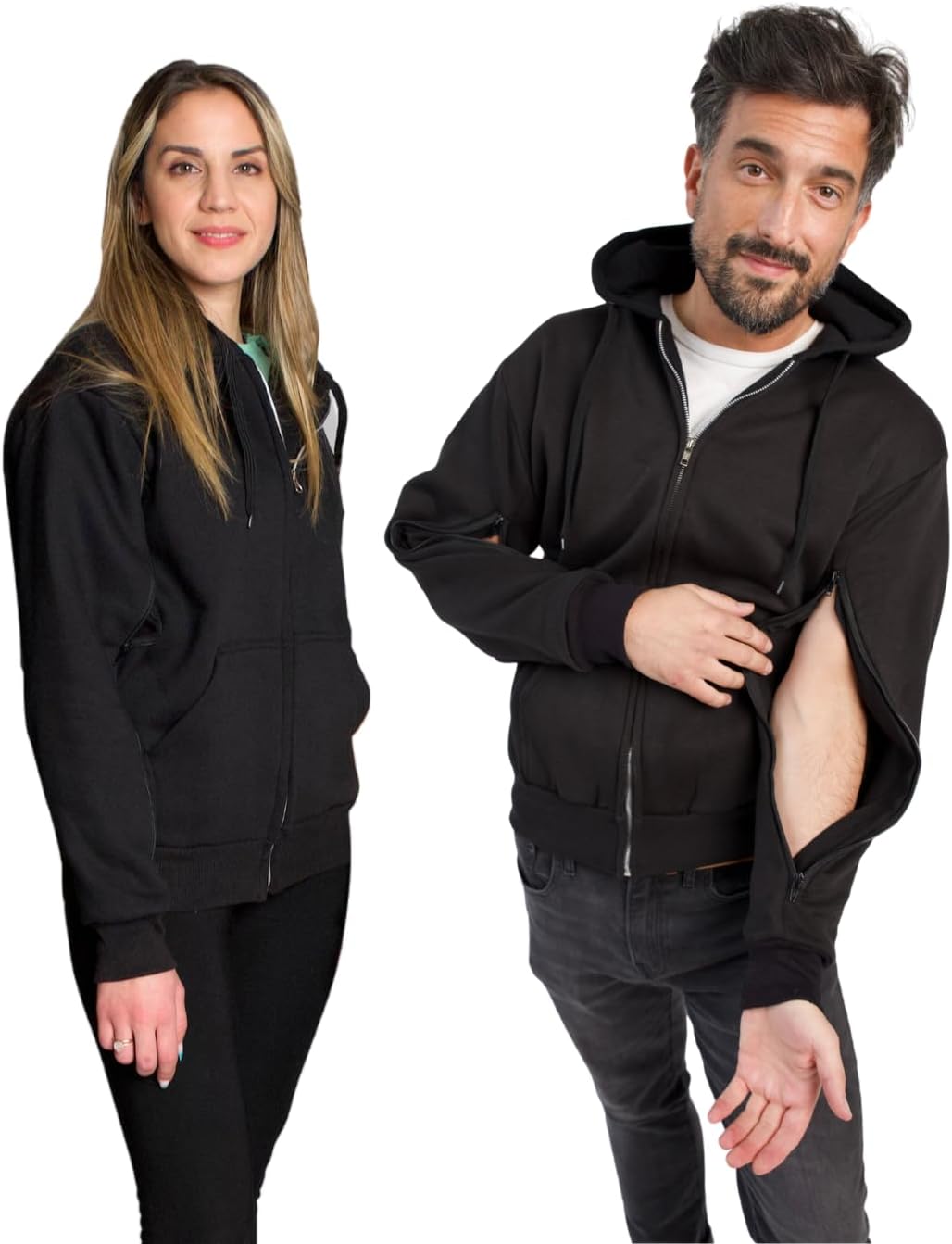 Inspired Comforts Dialysis Port Access Unisex Hoodie with Two Way Arm Access Zip