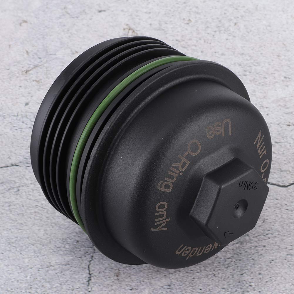 Cubierta de la tapa de la carcasa del filtro de aceite del motor Reemplazo directo OEM 057115433A Plástico ABS duradero Negro a temperaturas extremas debajo del capó para Phaeton