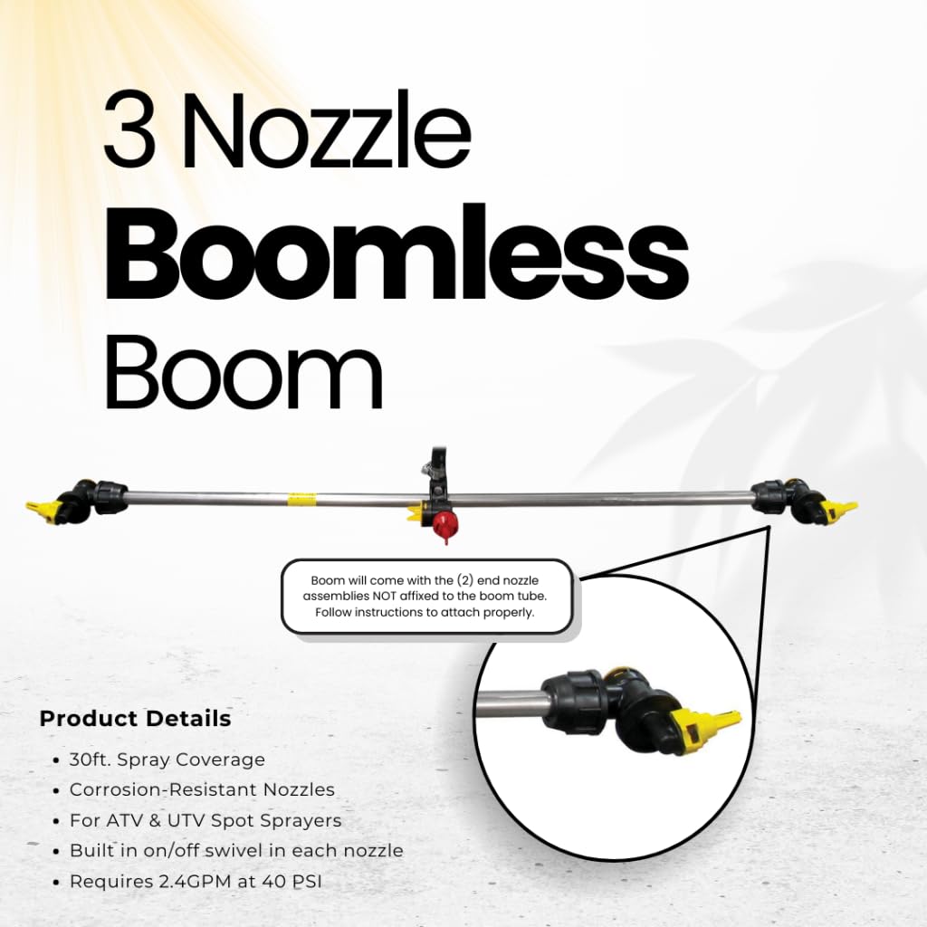 Ag Spray 3 Nozzle Boomless Boom – Up to 30' Spray Coverage for ATV & UTV Sprayers, Adjustable Nozzles, High-Performance Crop & Pasture Spraying