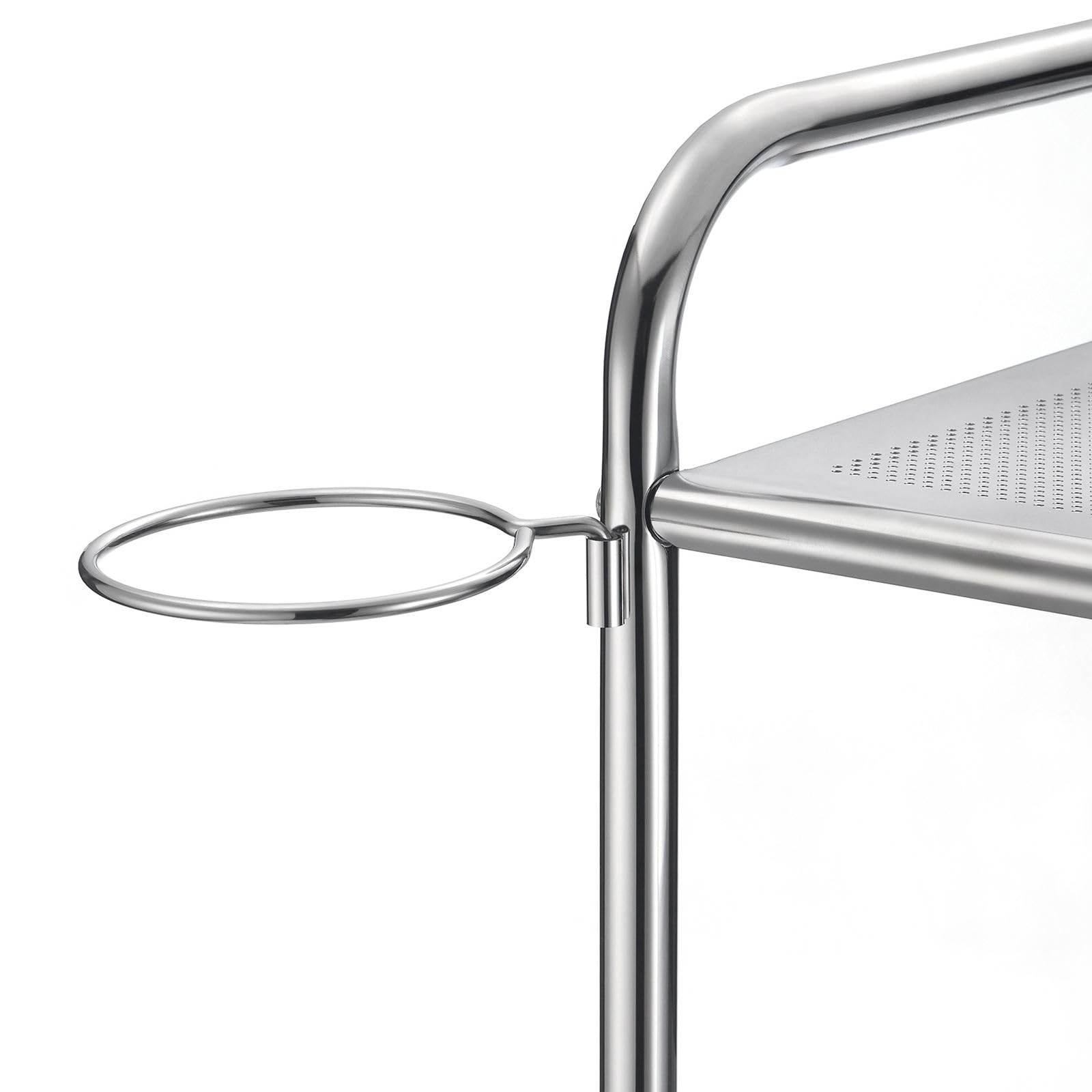 IDIMEX Caisson sur roulettes Marita Chariot avec 9 tiroirs en Plastique Blanc Transparent et 2 étagères avec Anneau Porte sèche Cheveux, Meuble de Rangement pour Salle de Bain en métal chromé