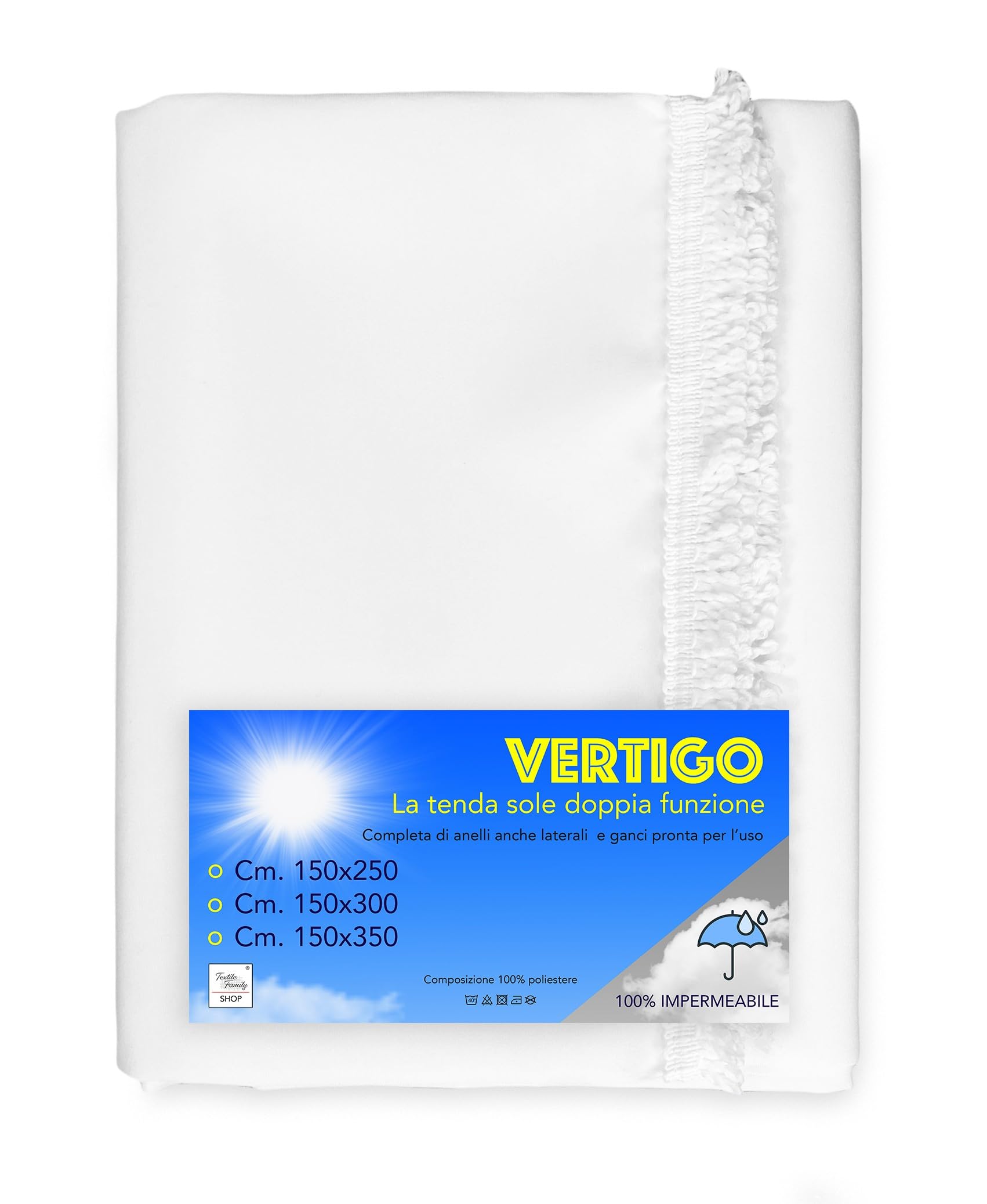 Tenda Da Sole Vertigo Panna | Impermeabile 100% | Per Giardino, Balcone | Cm 150x250/300/350 - Foto 11