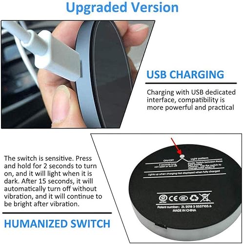 Miniatura 4 de ACODABLEM Paquete de 2 luces LED portavasos, posavasos para automóvil con 7 colores cambiantes, alfombrilla de carga USB, almohadilla luminiscente,