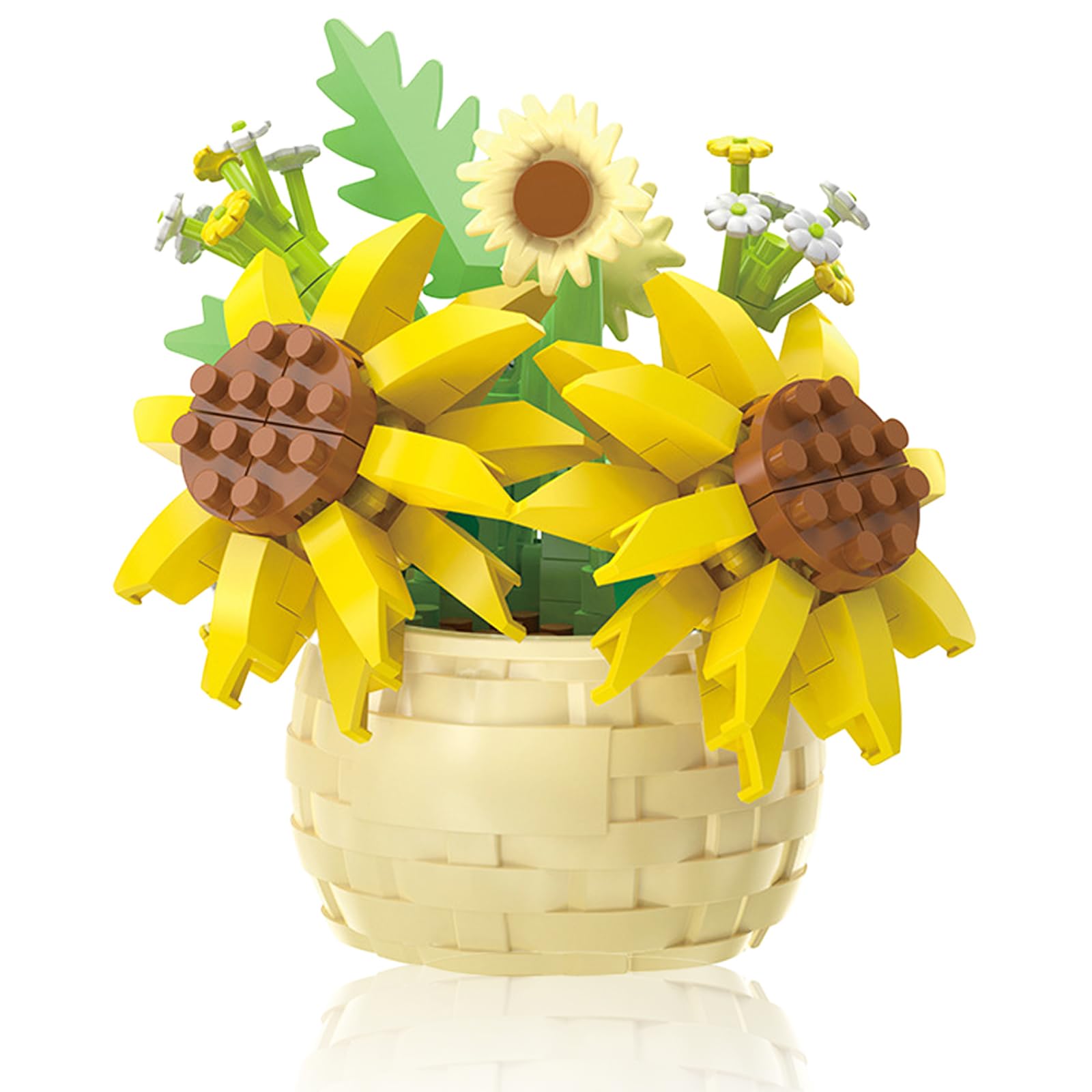 Leeneen Mini Botanical Garden Building Bricks Set- STEM Educational Toys with Succulent Planter Kit, Flower Pots & Indoor Gardening Models,Creative Gift for Kids Age 6-12+ Adult (Sunflower 162pcs)