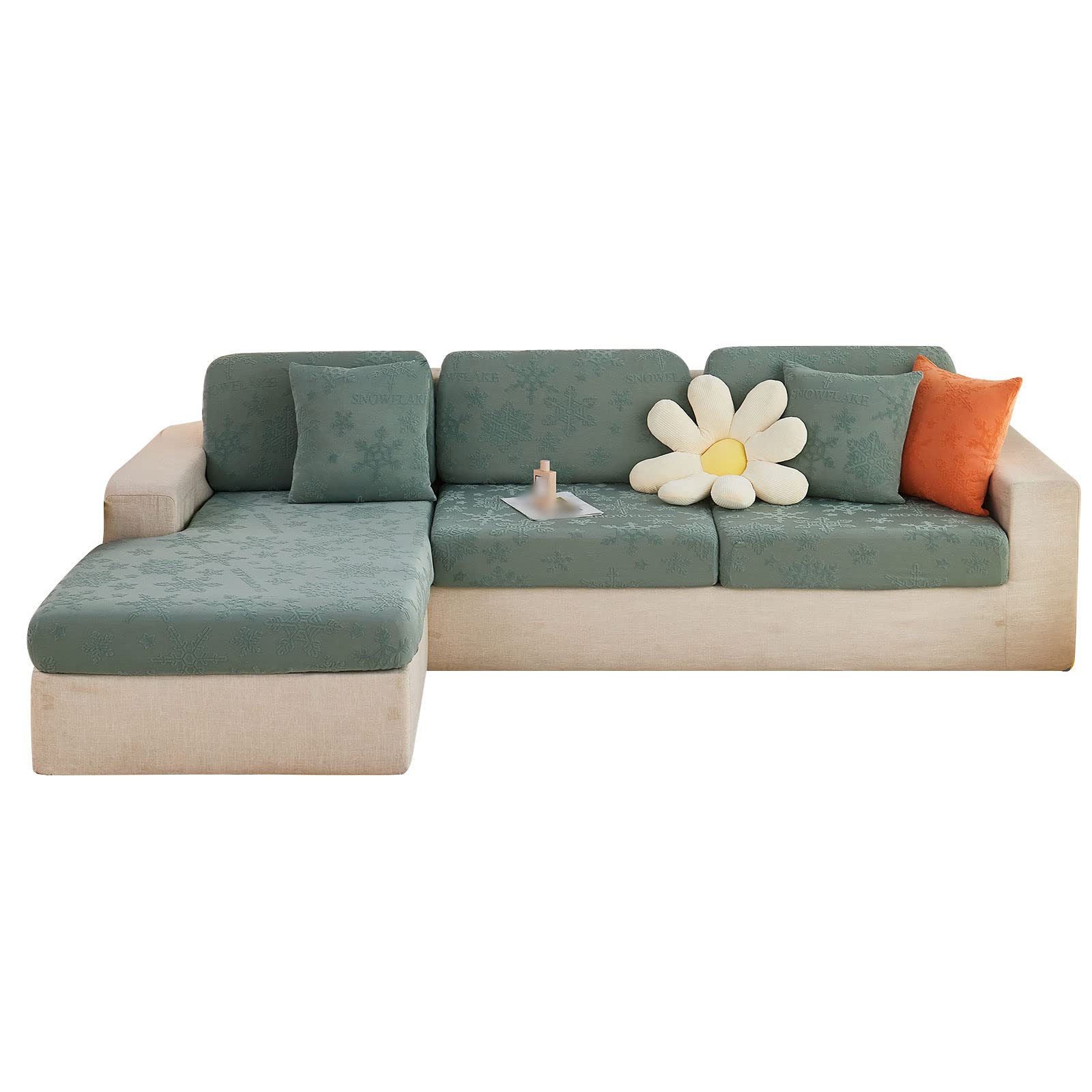 CEKTOYSStretch Sofa Seat Cushion Covers, for Individual Cushion Jacquard L Shaped Sofa Chaise Longue Sofa Slipcover for 1 2 3 4 Cushion Couch Soft Furniture Protector-K-Backrest(M)