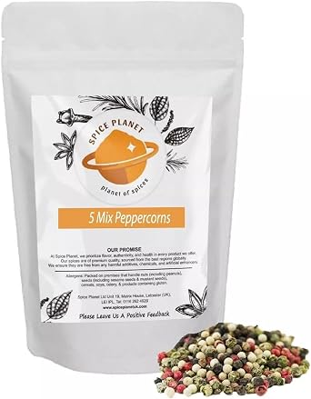 5 Colour Mixed Whole Peppercorns Dried (Black | White | Pink | Green | Pimento) (50g)