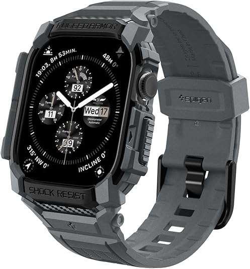 Spigen Rugged Armor Pro Designed for Apple Watch Series 10 46mm Case with Band Protective TPU Cover with Strap (2024)