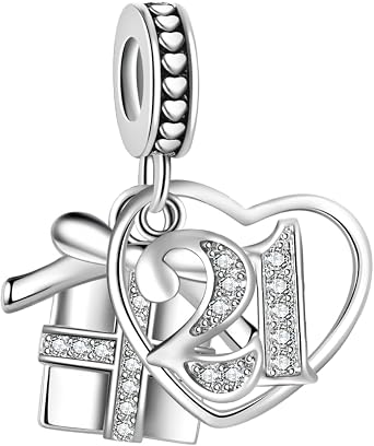 Sparking Gift Box Anniversary Birthday Love Heart Dangle Charm fits Pandora Charms Moments Bracelets Celebration Bead Cubic Zirconia