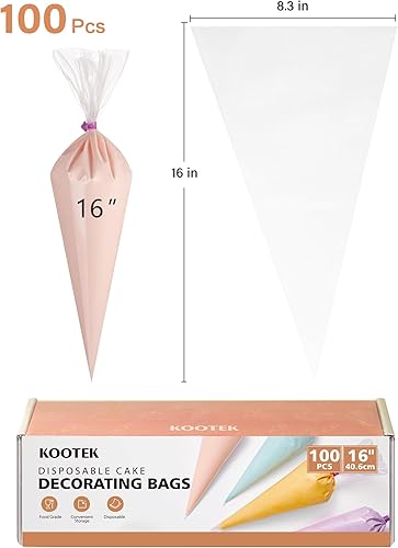 Miniatura 10 de Kootek Bolsas de pastelería desechables de 12 pulgadas (100 unidades), bolsas de pastelería desechables anti estallido, bolsa de glaseado gruesa