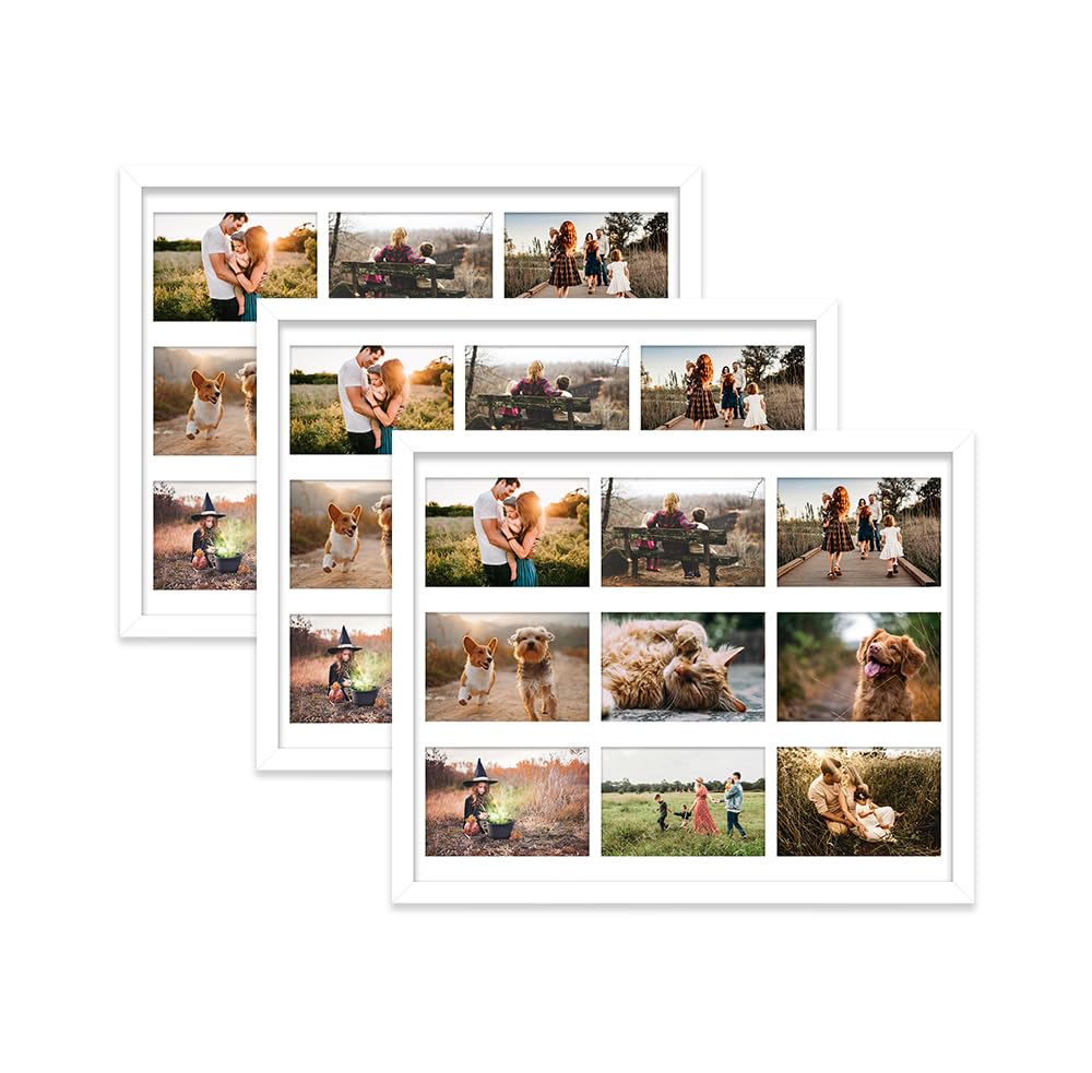 White Multi Photo Frame - Holds 9 x 6x4 Pictures, Family Collage Picture Frame for Wall Display, 20x16 Frame size, Set of 3 — image 1
