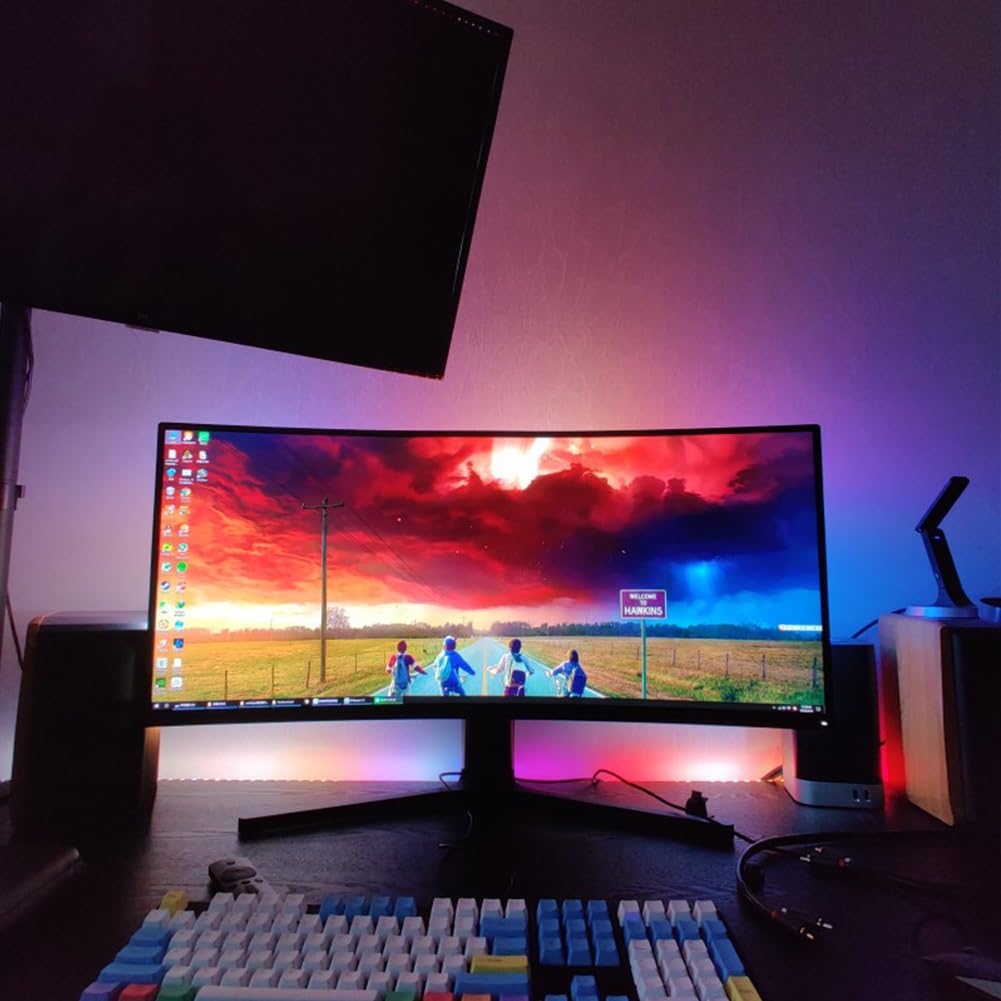 DONGXIAO Tiras De Luces Decorativas, Luces LED For Pantalla De Computadora, Luces Ambientales, Luces De Fondo Sincrónicas Con La Pantalla, Luz LED For TV Con Sincronización De Música(2.5M 60LEDs Kit)