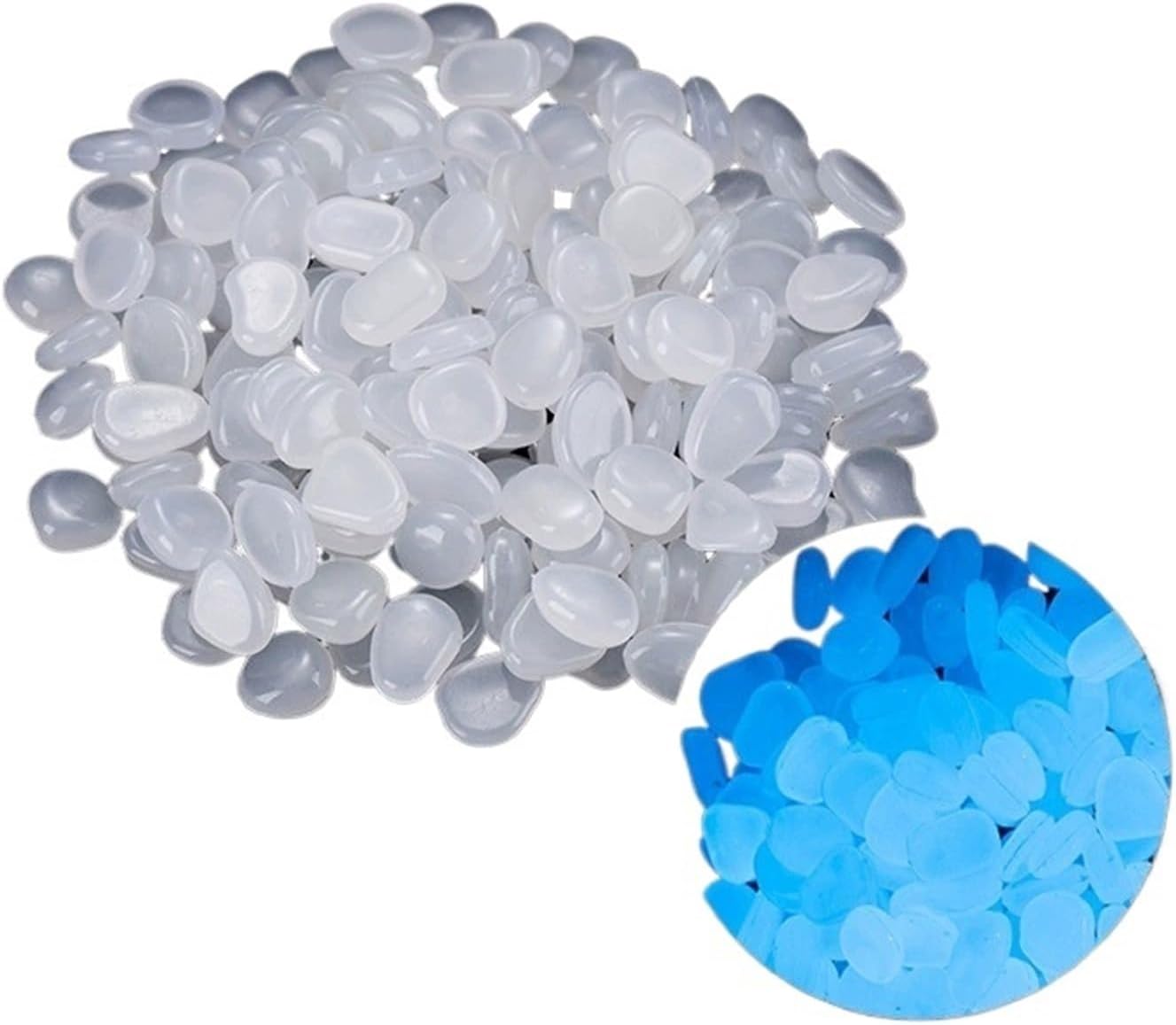 Glow in The Dark Garden Pebbles Stones Rocks 1000 Pcs Glow in The Dark Garden Pebbles, Gardening Luminous Stones Outdoor Decor Glowing Water Fish Tank Gravel(White)