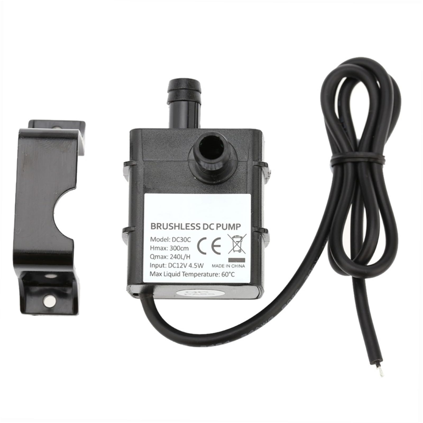 Vpfgum Black Mini Dc12v 4.5W Micro Brushless Water Oil Pump Waterproof Submersible Fountain Aquarium Circulating 240L/H