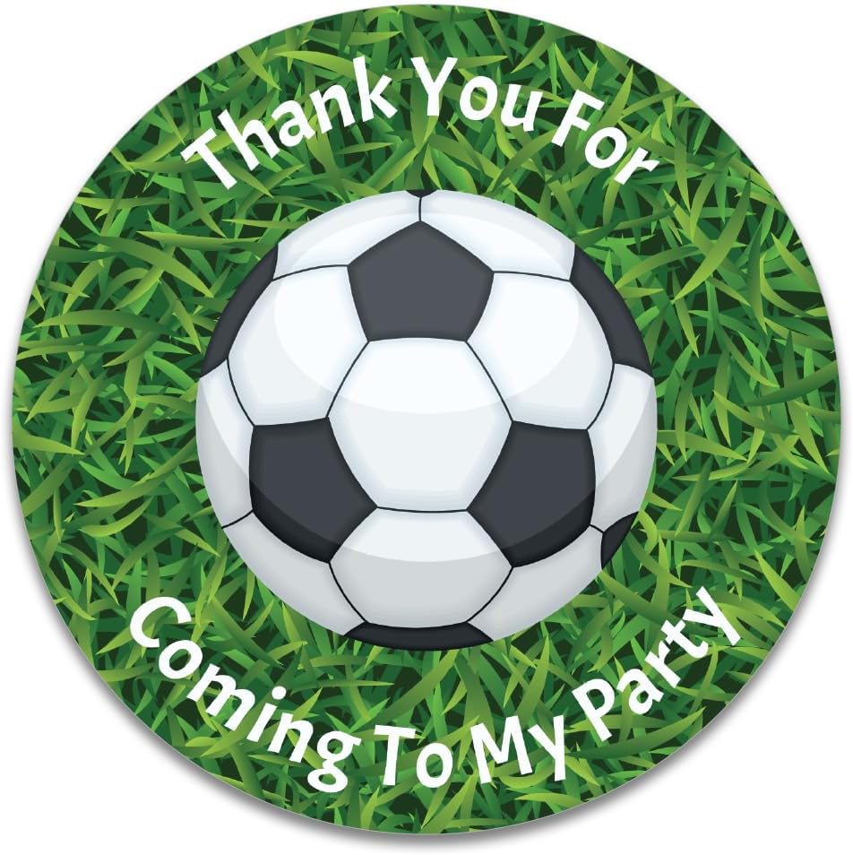Papa Prints 24 x Thank You for Coming to My Party Stickers (45 mm) Paper Football Stickers for Party Bags Sweet Cone