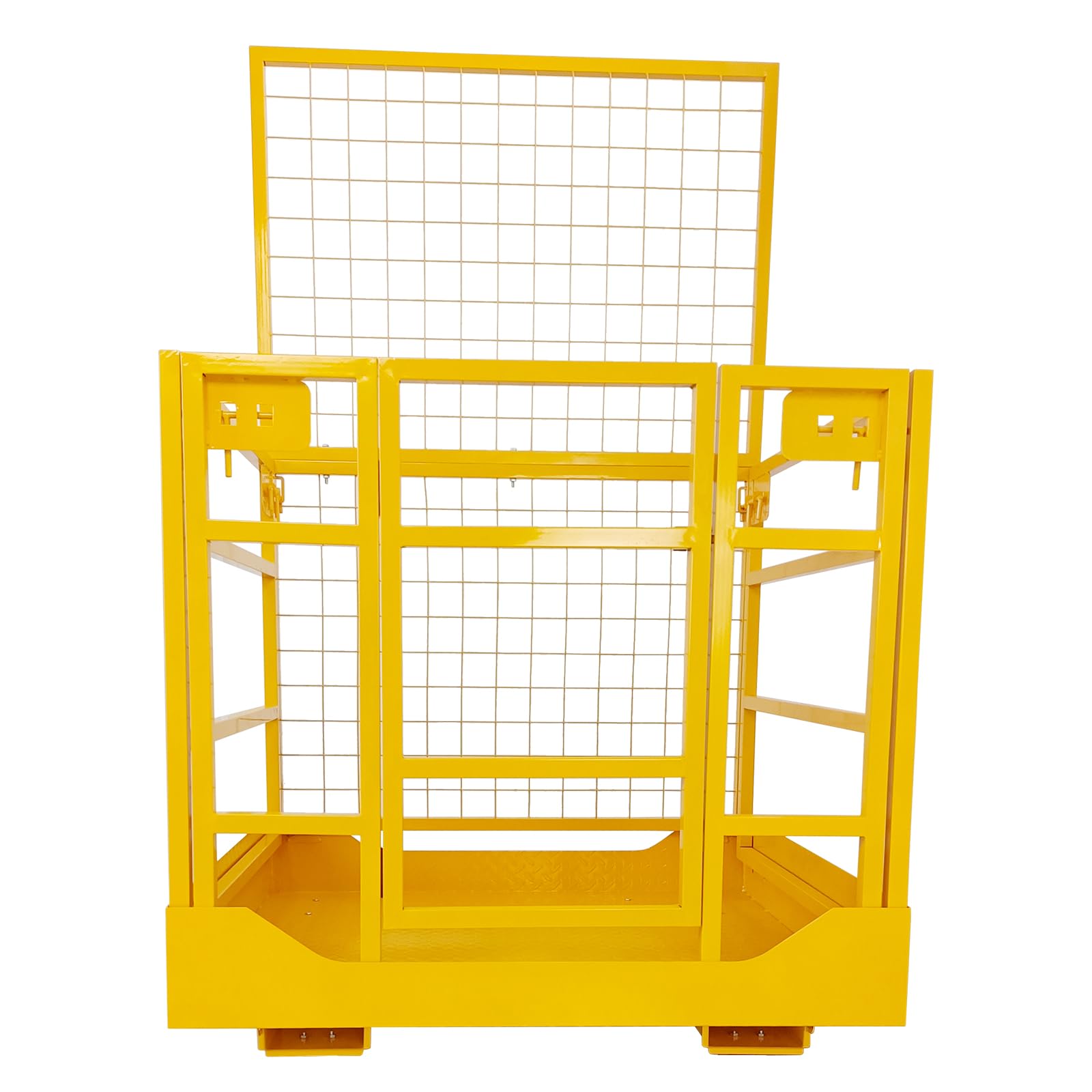 43"X45" Forklift Safety Cage, 1400 LBS Yellow Capacity Forklift Work Platform with Safety Harness &amp; Lock, Collapsible Lift Basket Aerial Platform for Lifting Loader