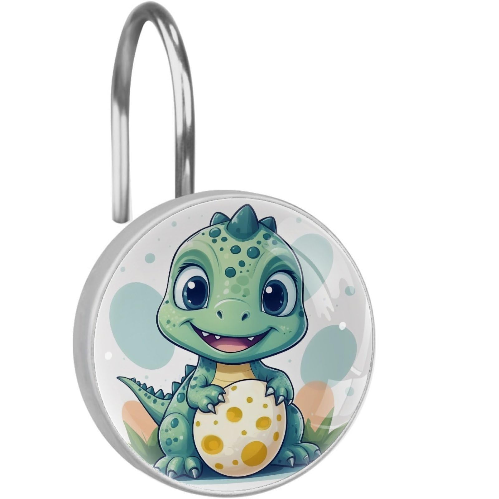 VAPOKF Shower Curtain Hooks, Cute Dinosaur Rust Proof Decorative Shower Curtain Rings, Modern Farmhouse Designer Shower Curtain Hangers for Bathroom, 12Pcs
