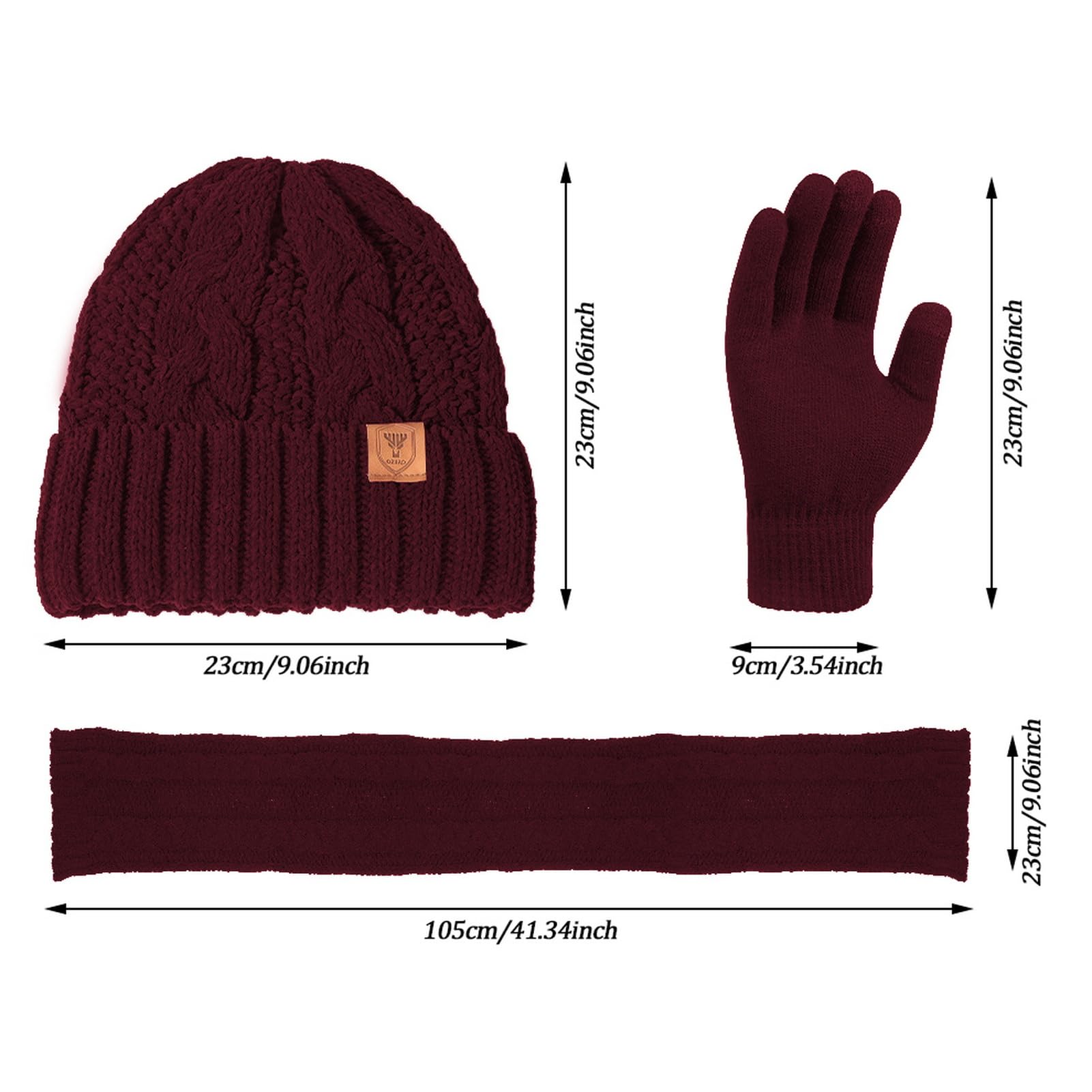 GIBZ Damen Mütze Schal & Handschuhen für Winter mit Fleece