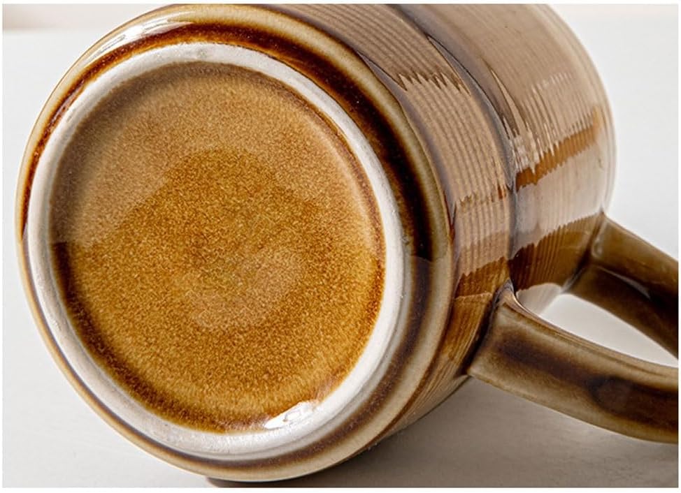 Mug Retro Kiln Transformed 500ml Large Capacity Ceramic Mark Coffee Milk Tea Cup Threaded Drinking Water(B)