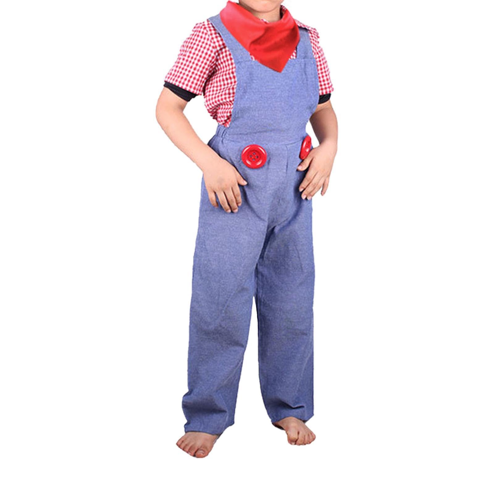 1 Completo da Bambino Costume Grembiule Camicia Sciarpa Realizzato in Poliestere Adatto per Giochi di Ruolo Halloween Feste Compleanno, M