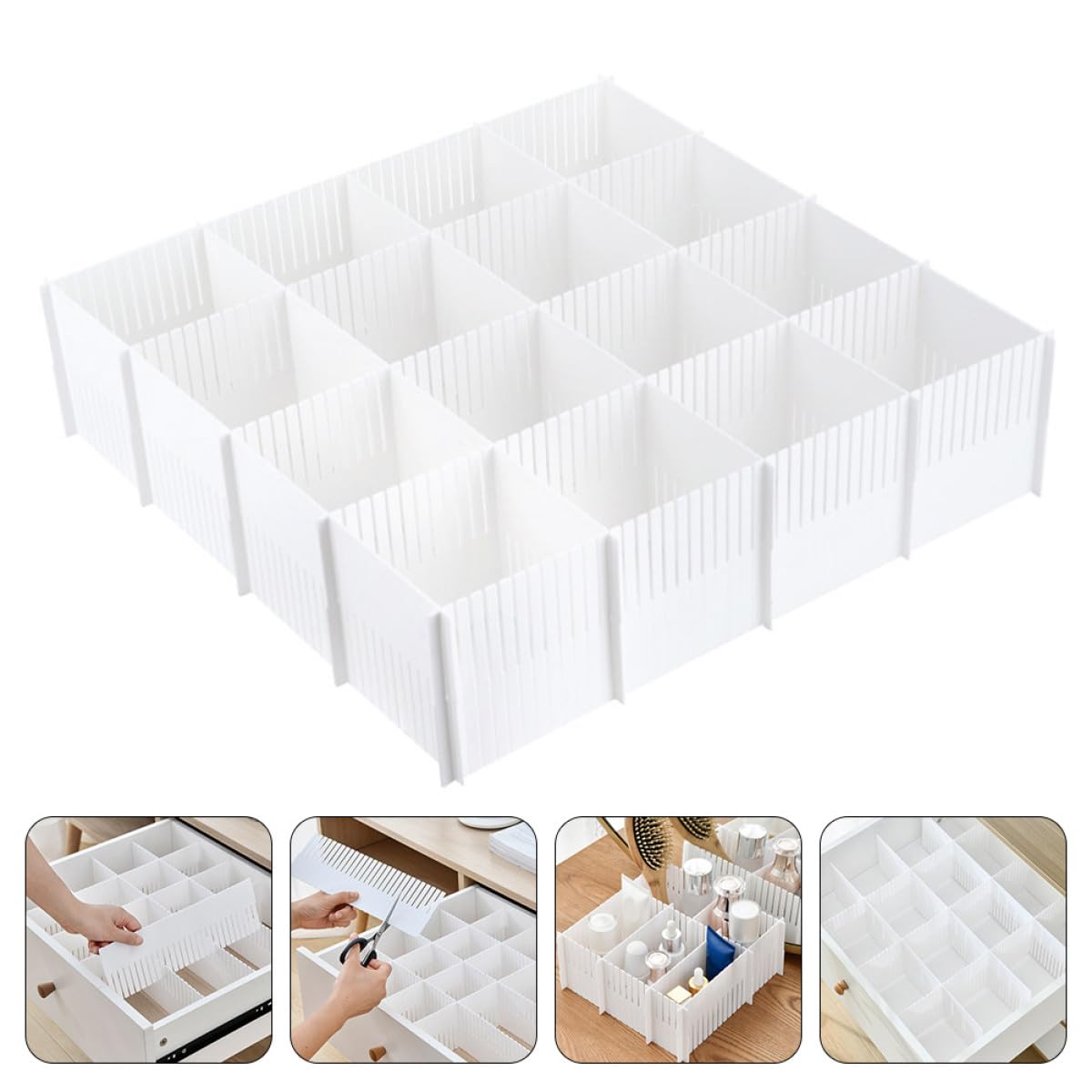 SHINEOFI Divisori per Cassetti in Plastica 10 Pezzi per Organizzare e Separare Biancheria Intima e Calzini in Casa Regolabile Modulare