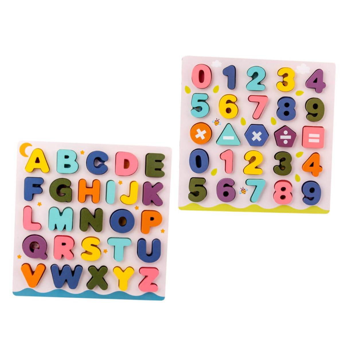 Mipcase 2 Juegos Juguetes Educativos Madera Puzzle Infantil Letras y Números para Didáctico Reconocimiento Edad Escolar