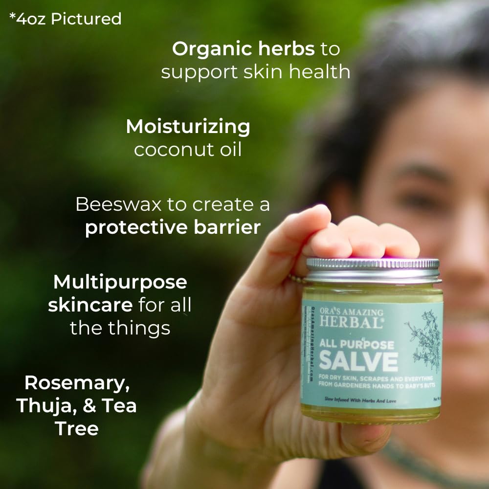 Ora's Amazing Herbal All Purpose Salve, Herbal Healing Skin Balm with Tea Tree, Natural Cream for Dry Cracked Hands, Comfrey Calendula Plantain Thyme Beeswax, Soothing Itch Relief, 4 oz - Image 2